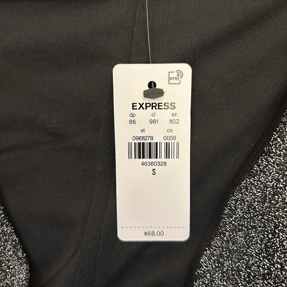 Express Womens Relaxed Metallic V-Neck Surplice Tie Waist Top Size S NWT $68 - Picture 7 of 16